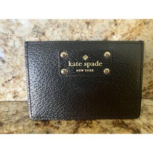 Kate Spade New York Wellesley Graham Slim Card Holder Wallet Black Leather ID
